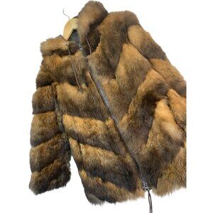 Genuine Vintage Opossum Fur Parka Jacket Hood David Green Alaska USA S RR10726